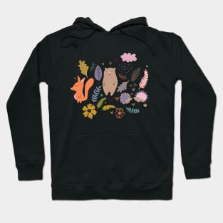 Autumn Forest Animals Hedgehog Bear Fox Hoodie